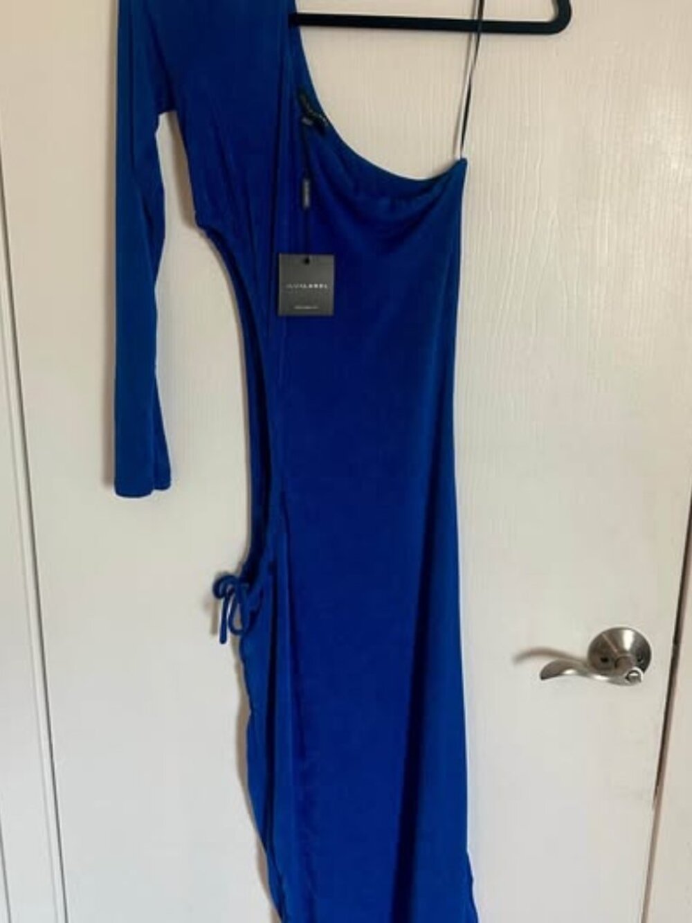NWT JLUXLABEL Pace Royal Blue Asymmetrical One-Shoulder Cut-Out Maxi Dress